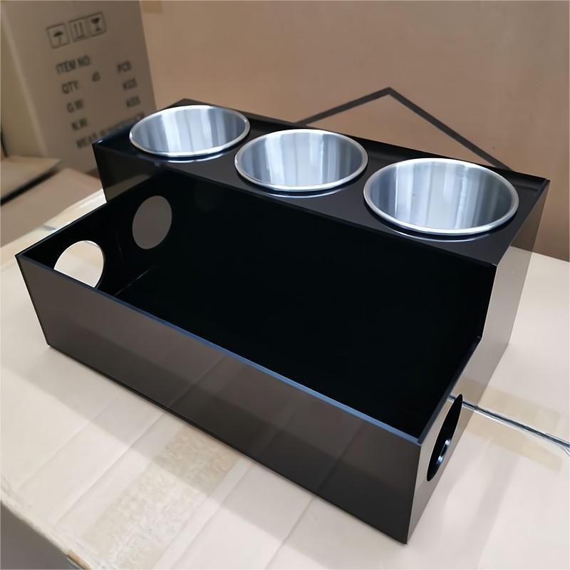 Hair Dryer Storage Rack, Washbasin Desktop Organizer, Acrylic Makeup Storage Rack With Stainless Steel Cup Holder