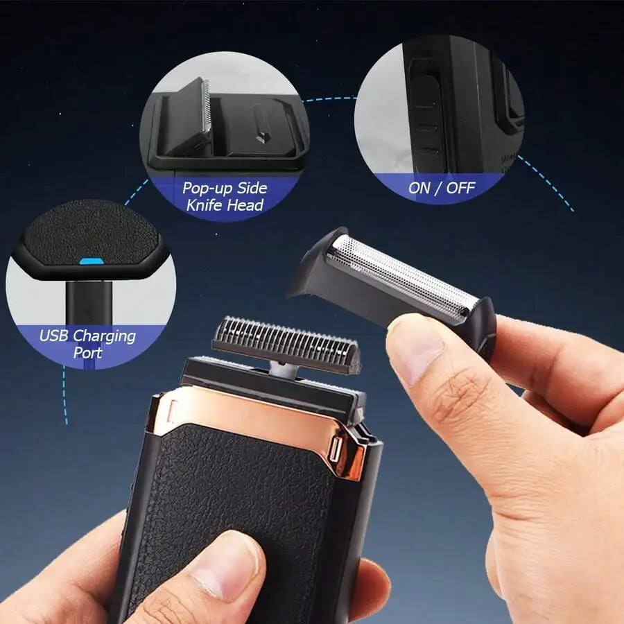 Rechargeable Electric Shaver For Men, Digital Display, Compact & Portable, Suitable For Business Travel And Men's Holiday Gift ，Cordless Detachable Electric Shaver For Face，Cordless Rechargeable Foil Shaver
