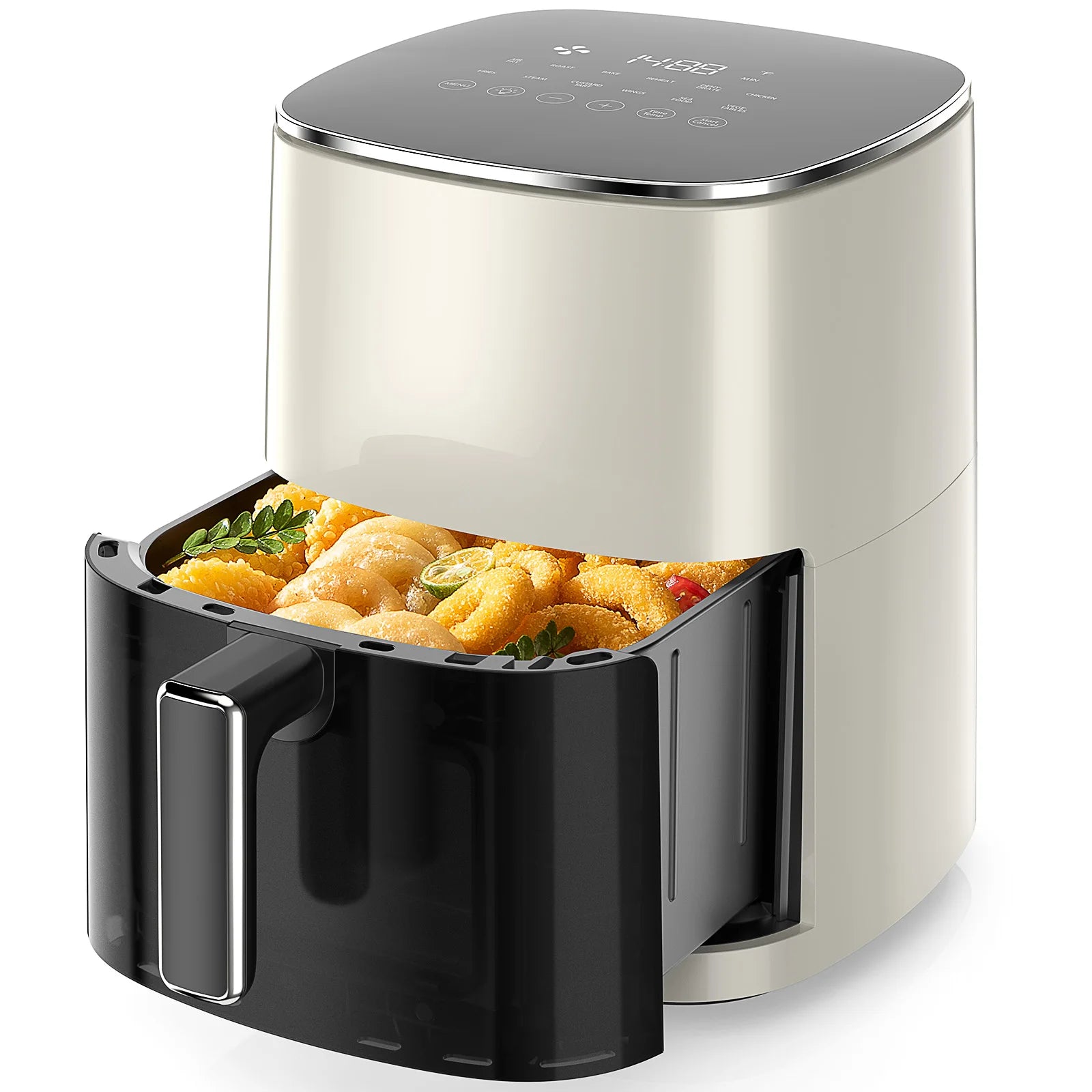 JHK 6 Quart Electric Air Fryer with Window Square Air Fryer 400F 12-in-1 Air Fry Roast Reheat Dehydrate Fries Custard Chicken Vegetabels and Keep Food Warm