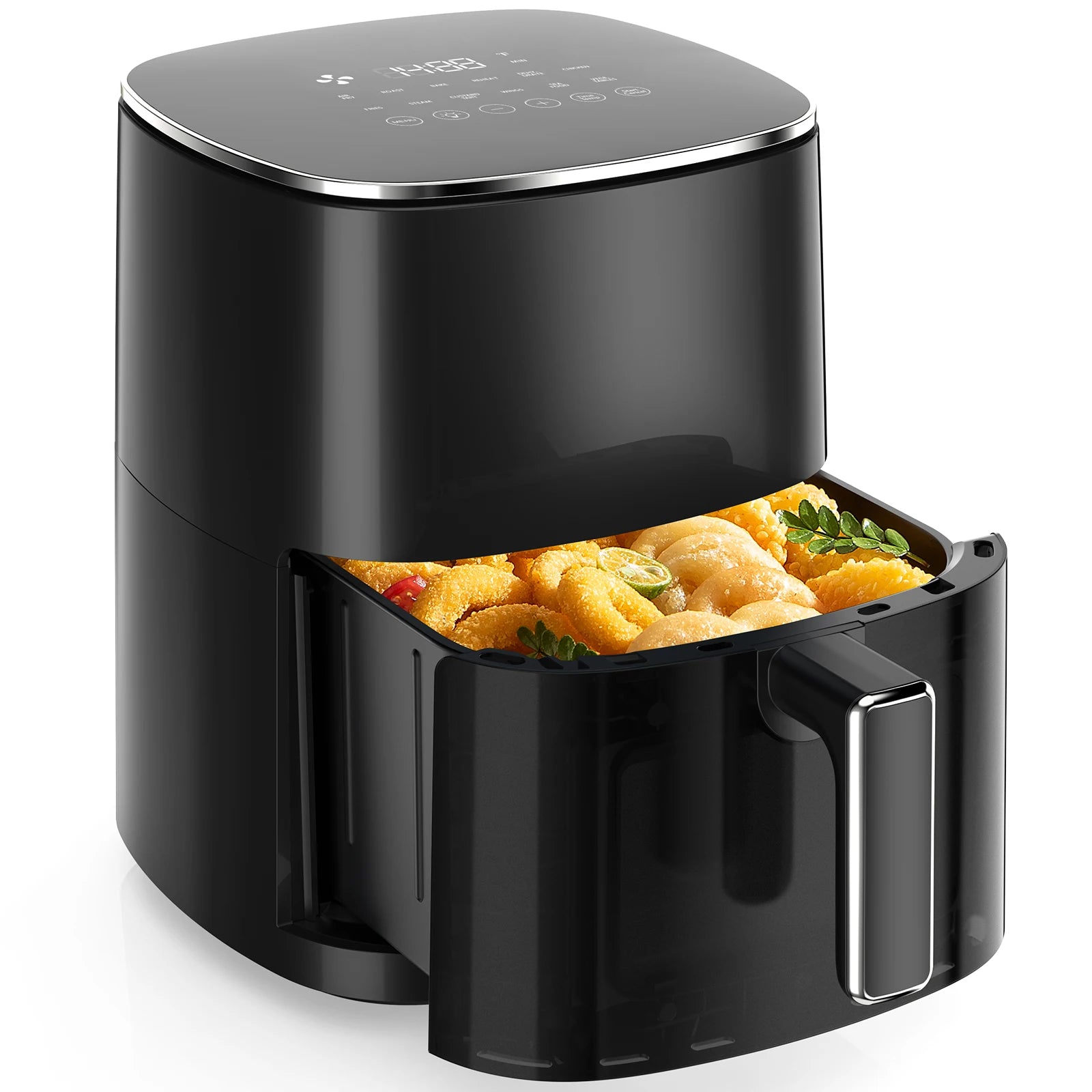 JHK 6 Quart Electric Air Fryer with Window Square Air Fryer 400F 12-in-1 Air Fry Roast Reheat Dehydrate Fries Custard Chicken Vegetabels and Keep Food Warm