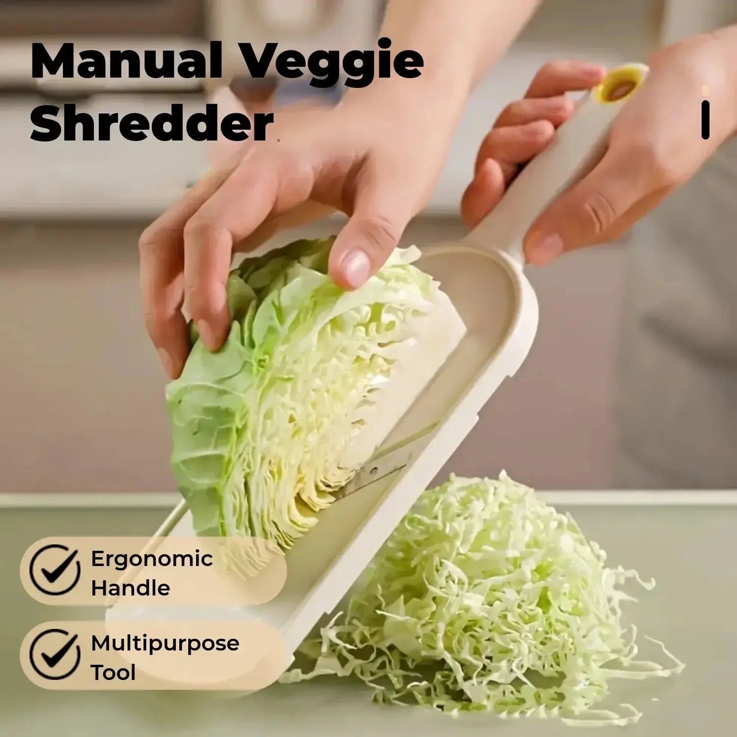Multi Handheld Mandoline Slicer - Stainless Steel V Blade, with Cleaning Brush, Comfort Grip, Easy to Clean, for Kitchen, Vegetable Chopper, Fruit, Cheese Grater, Potato Chips Slicer (White)