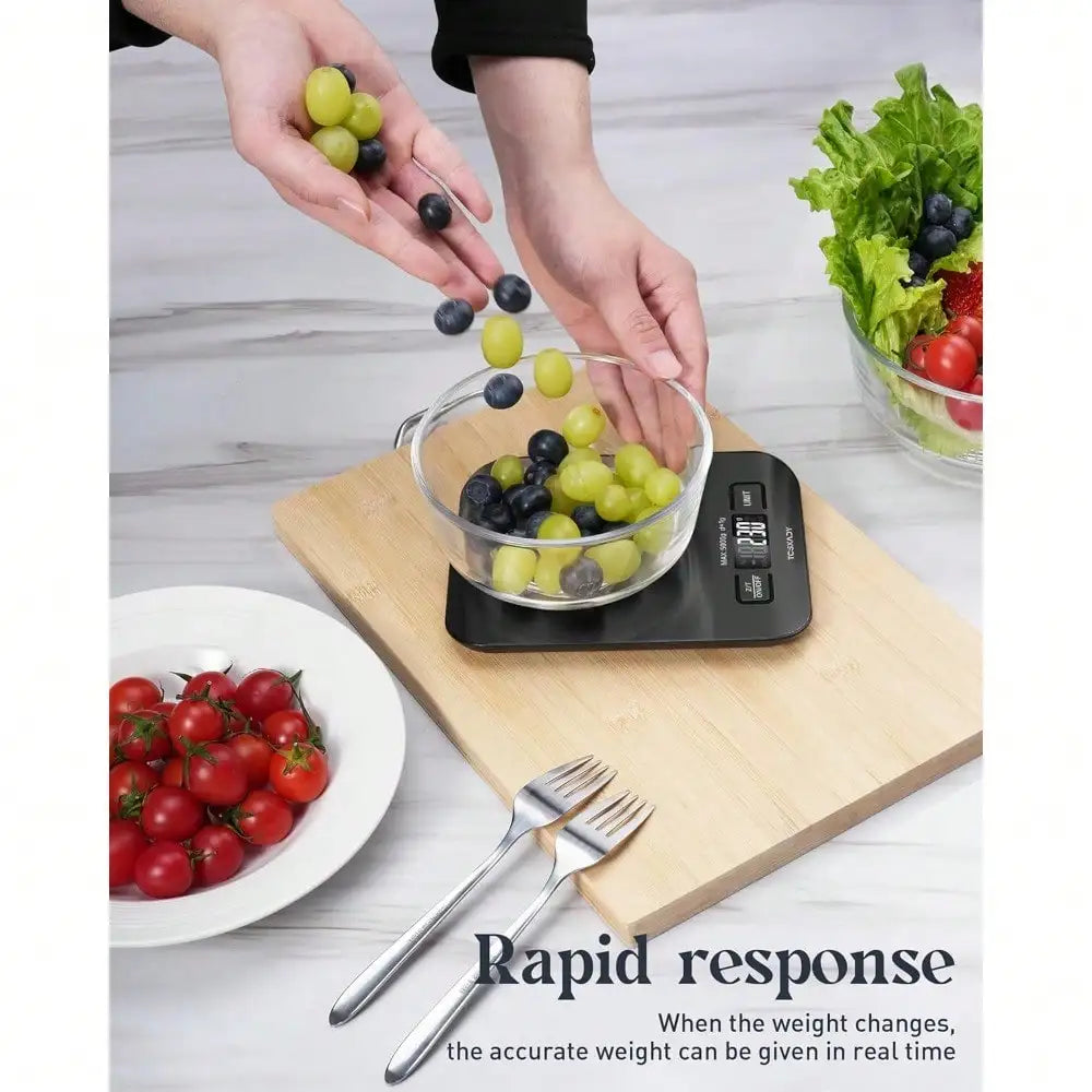 Digital Kitchen Food Scale 11lb Capacity With LCD Display 6 Units Tare Function Compact Design For Baking Cooking Meal Prep Stainless Steel
